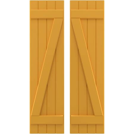 Americraft 4-Board (2 Batten) Wood Joined Board-n-Batten Shutters W/ Z-Bar, ARW102BB414X58TUH